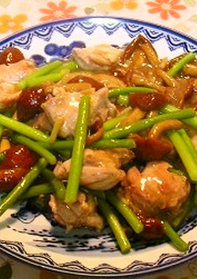 にんにくの芽を使った！鶏肉と茸の炒め物！-レシピのメイン写真