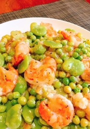 海老とそら豆、えんどう豆の塩味炒め-レシピのメイン写真