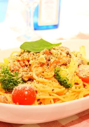 ほんのりピンクの特製トマトクリームパスタ-レシピのメイン写真