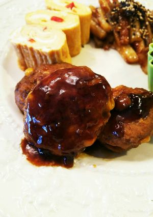 お弁当用 甘酢あんけコーンハンバーグ-レシピのメイン写真