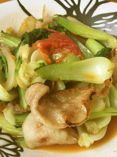 2分 簡単早い チンゲン菜トマト豚炒め-レシピのメイン写真