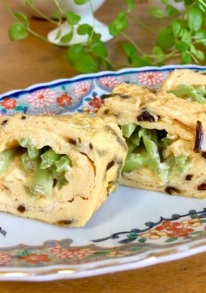 塩昆布とインゲンで卵焼き-レシピのメイン写真