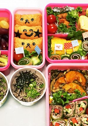 運動会のお弁当*いなり寿司&ざるそば*-レシピのメイン写真