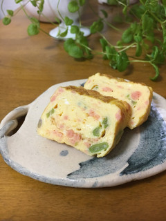鮭フレークとインゲンの卵焼き-レシピのメイン写真