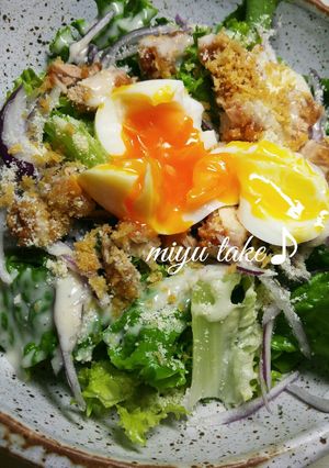 クルトンの代わりにパン粉でシーザーサラダ-レシピのメイン写真