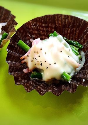 レンチン♪アスパラと玉ねぎのハムﾁｰｽﾞ-レシピのメイン写真