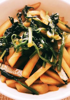 ♪ジャガイモ＆ほうれん草麺つゆバター炒め-レシピのメイン写真