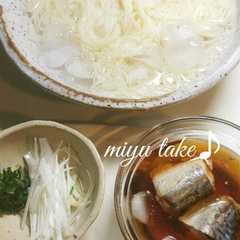 A picture of お素麺、鯖つけダレ♪（鯖缶にて♡）.