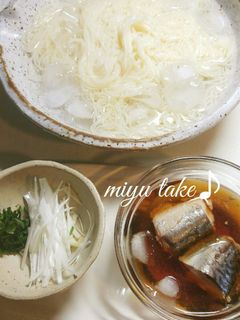 お素麺、鯖つけダレ♪(鯖缶にて♡)-レシピのメイン写真