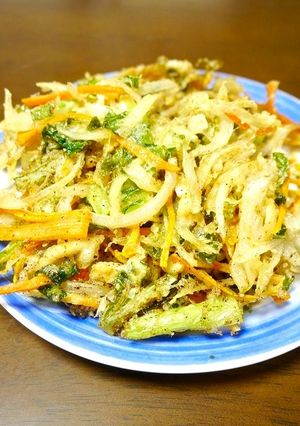 簡単!失敗無し☆蒸し鶏と小松菜のかき揚げ-レシピのメイン写真