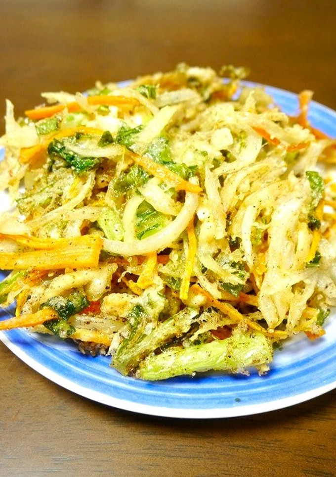 簡単！失敗無し☆蒸し鶏と小松菜のかき揚げ-レシピのメイン写真