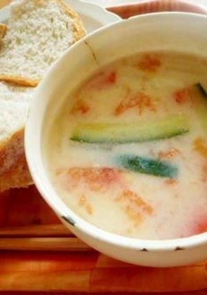 きゅうりとトマトの豆乳仕立てのお味噌汁-レシピのメイン写真