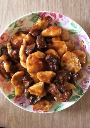 味付け1つ 鶏むね肉とレバー鳥もつ煮風-レシピのメイン写真