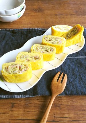 オリーブとベーコンのチーズオムレツ卵焼き-レシピのメイン写真