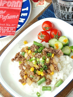 牛小間で簡単！焼き肉風そぼろ丼-レシピのメイン写真