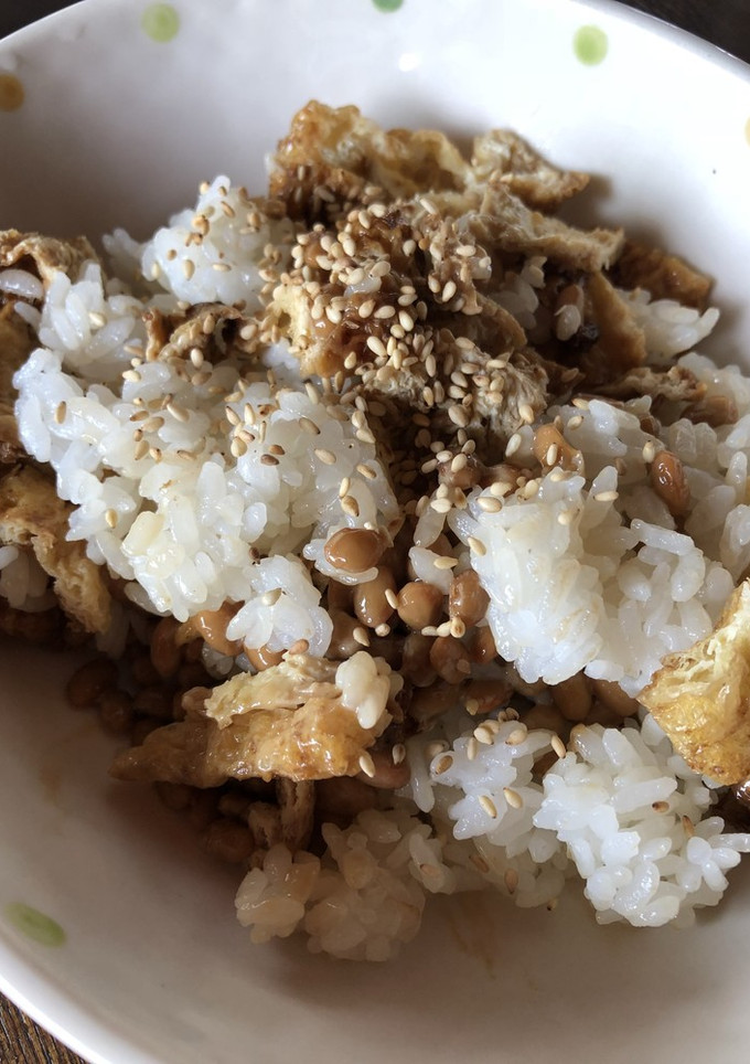 お焦げでも美味しい！納豆と油揚げのご飯-レシピのメイン写真