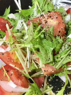 簡単早い水菜トマト新たまねぎサラダ-レシピのメイン写真