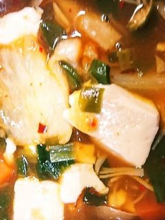 あさりとホタテ缶でチゲ風スープ-レシピのメイン写真