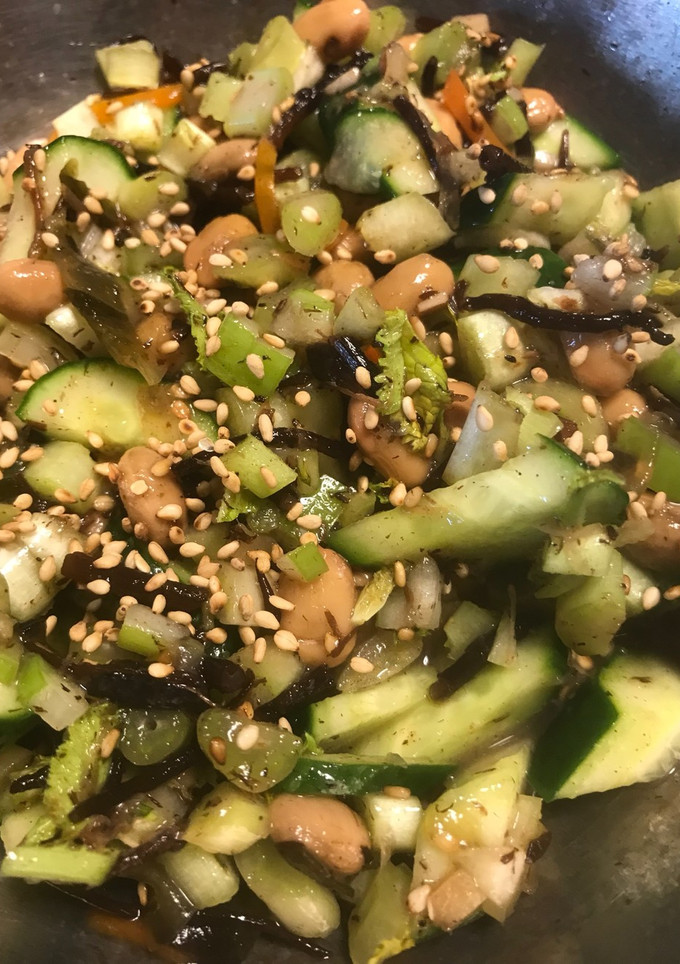 ひじき煮汁でゴマ納豆きゅうりと大根和え-レシピのメイン写真