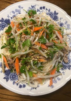 豆苗ともやしのさっぱり玄米酢ゴマそうめん-レシピのメイン写真