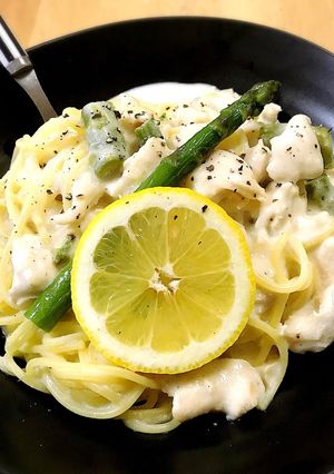 ささみとアスパラのレモンクリームパスタ-レシピのメイン写真