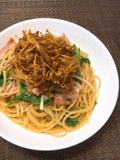 素揚げえのきとベーコンの和風パスタ✤-レシピのメイン写真