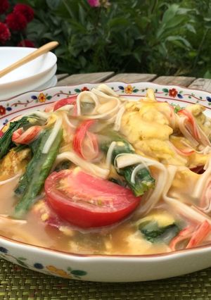 油麦菜(A菜)とトマトのカニ玉-レシピのメイン写真