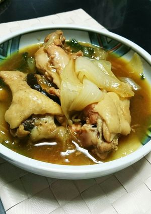新玉ねぎと手羽元の煮物(カレー風味)-レシピのメイン写真