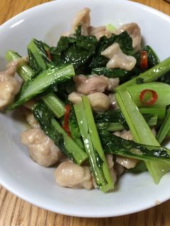ビタミン菜と鶏肉のピリ辛炒め-レシピのメイン写真