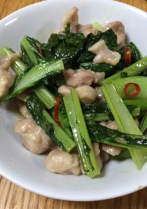 ビタミン菜と鶏肉のピリ辛炒め-レシピのメイン写真