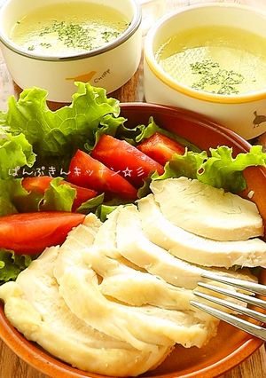 我が家の定番♪サラダチキンとおまけスープ-レシピのメイン写真