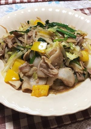 (減塩)豚バラと焼肉のタレの野菜炒め-レシピのメイン写真
