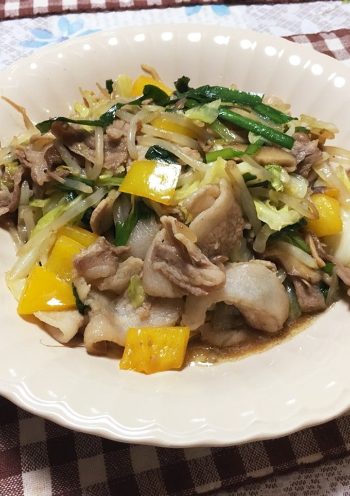 (減塩)豚バラと焼肉のタレの野菜炒め-レシピのメイン写真