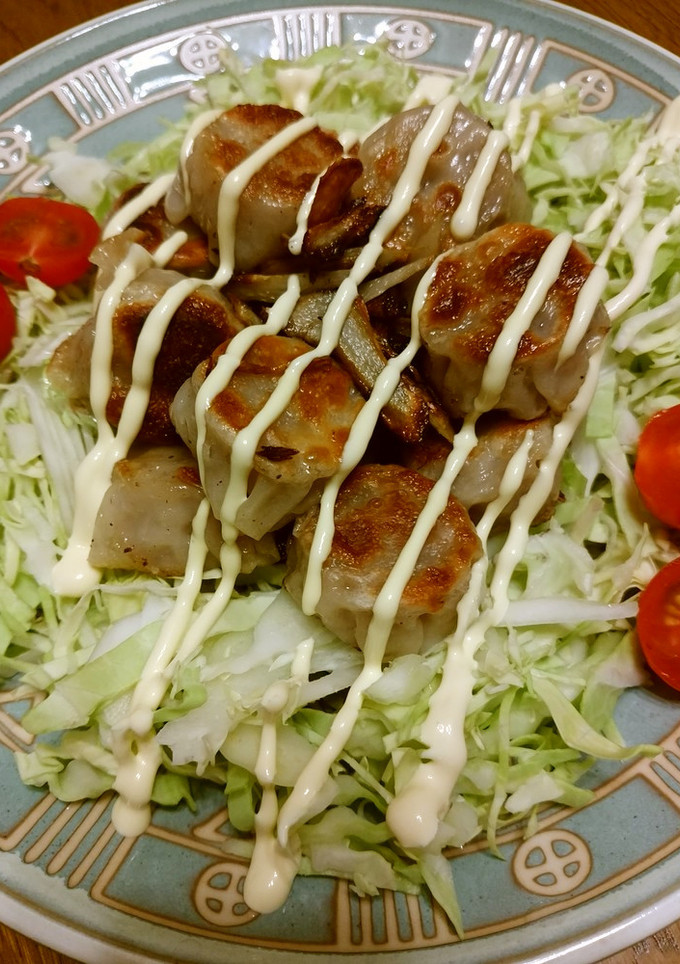 焼きシュウマイ- 焼きごぼう添え--レシピのメイン写真
