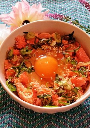 鮭フレークの卵かけ丼簡単過ぎ♪-レシピのメイン写真