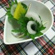 お弁当にポイントに♡沢庵と大葉でお花♡