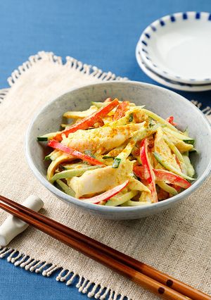サラダチキンと夏野菜のカレーマヨあえ-レシピのメイン写真