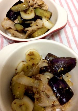 豚薄切り肉とナスの粒マスタード炒め-レシピのメイン写真