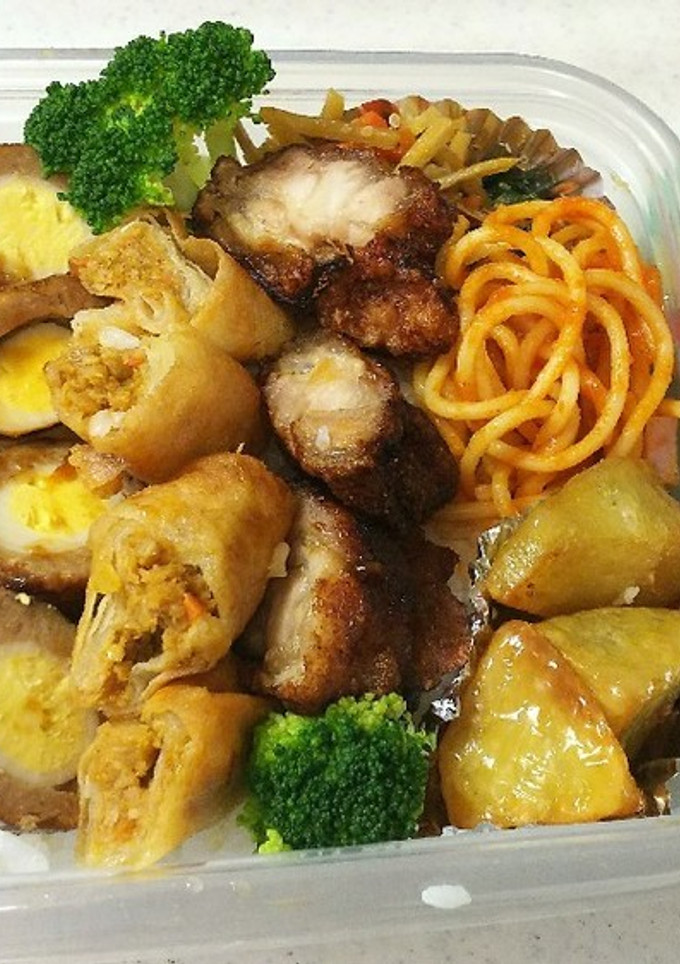 牛肉巻きと唐揚げとウズラボウル-レシピのメイン写真