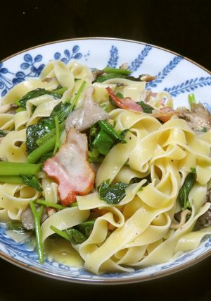 明日葉と平茸のパスタ☆ペペロンチーノ方式-レシピのメイン写真