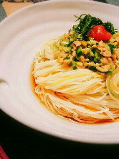 刻みキュウリと納豆のぶっかけそうめん-レシピのメイン写真