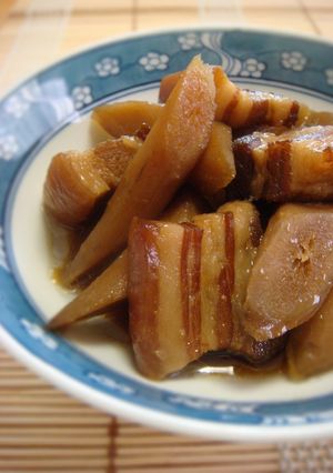 圧力鍋で作る豚バラ肉とごぼうの煮物-レシピのメイン写真