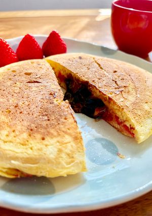 苺とチョコクリームの贅沢❤︎パンケーキ-レシピのメイン写真