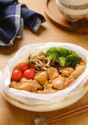 レンジにお任せ!鶏肉と野菜の包み照り焼き-レシピのメイン写真