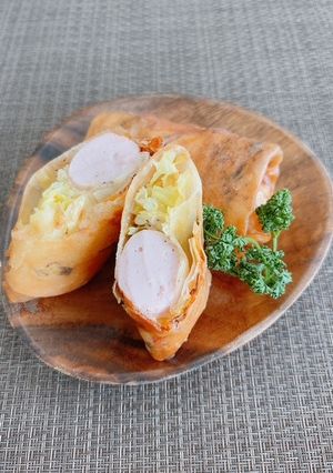 魚肉ソーセージとキャベツ春巻き-レシピのメイン写真