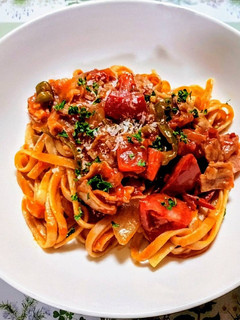 簡単ランチ!トマトとピーマンのナポリタン-レシピのメイン写真