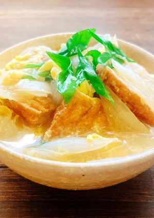 めんつゆで簡単！新玉ねぎと厚揚げの卵とじ-レシピのメイン写真