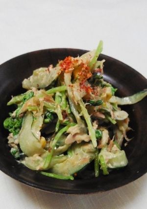 豆苗とキュウリとツナの味噌マヨサラダ-レシピのメイン写真