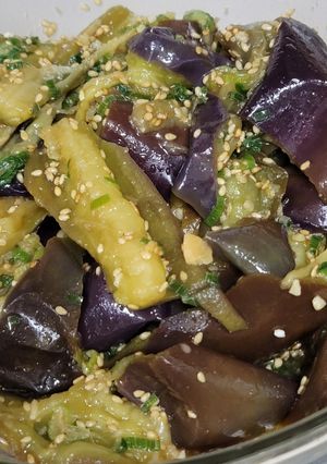 簡単レンチン作置き長茄子🍆ナムル-レシピのメイン写真