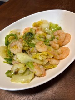 簡単!キャベツと海老の中華風にんにく炒め-レシピのメイン写真
